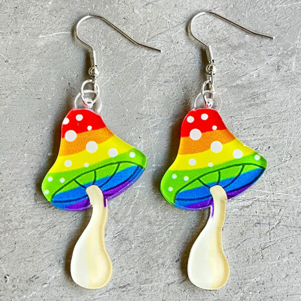 Wholesale Cross Border Earrings Amazon Rainbow Game Mushroom Elf Summer Drink Colored Pen Acrylic Fun Earrings