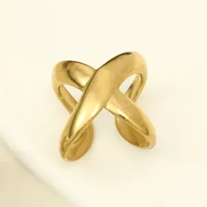 X-Shaped Cross Open Ring-Gold