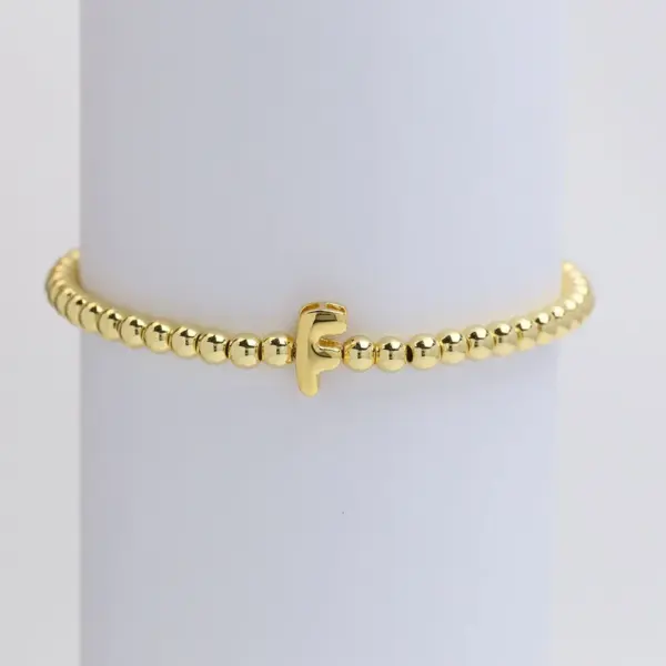 Wholesale Copper Beaded Plating Letter Bracelets