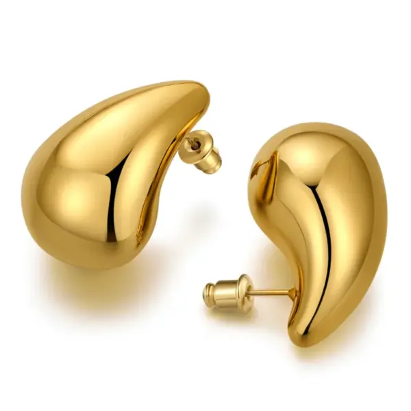 Wholesale 1 Pair Simple Style Commute Water Droplets Plating Stainless Steel Ear Studs