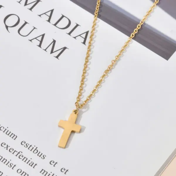 Wholesale Jewelry Simple Style Cross Titanium Steel 18K Gold Plated Plating Pendant Necklace