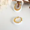 Wholesale PVD Coated Real Gold Plated 18K Gold Color Block Titanium Steel Simple Style Waterproof Non Tarnish Hoop Earrings
