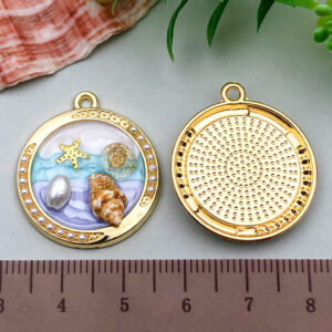 1 Hanging Plated Oil Painting Ocean Pearl 28x25mm-3.1g-22059