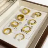 Wholesale PVD Coated Real Gold Plated 18K Gold Color Block 304 Stainless Steel Exaggerated French Style Waterproof Non Tarnish Rings