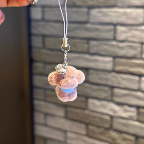 Wholesale Cute Stereo Dog DIY Keychain Jewelry Mini Flocked Resin Doll Mobile Phone Pendant