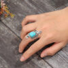 Wholesale Cross-Border New Retro Style Creative Open Inlaid Synthetic Turquoise Fashion Alloy Ring Jewelry