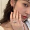 Wholesale Retro Thousand Gold Red French Cute Girly Bow Love Opening Design Adjustable Ring for Women