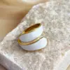 PVD Coated Real Gold Plated 18K Gold Solid Color 304 Stainless Steel Retro Luxurious Waterproof Non Tarnish Rings