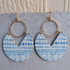 Wholesale Blue-dyed printed striped Bohemian earrings