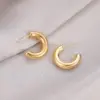 PVD Coated Real Gold Plated C Shape Titanium Steel Simple Style Waterproof Non Tarnish Earrings