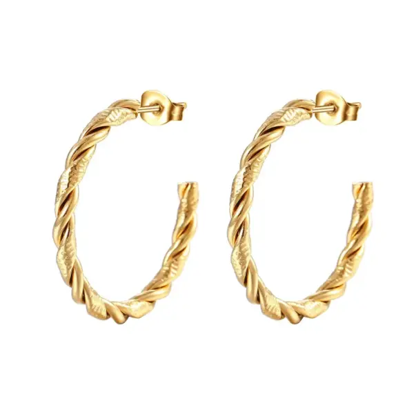PVD Coated 18K Gold Real Gold Plated Solid Color 201 Stainless Steel Fashion Waterproof Non Tarnish Earrings