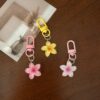 Wholesale Colorful Transparent Small Flower Keychain Women's Ins Style Cute Key Pendant Bag Hanging Accessories Headset Bag Decoration