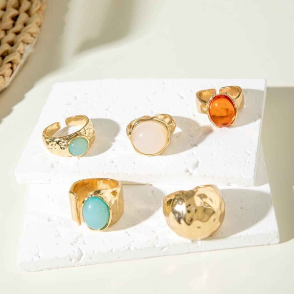 Wholesale Europe and the United States cross-border fashion retro gem alloy ring geometric ins wind irregular ring suit women