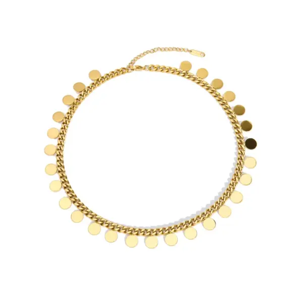 Wholesale PVD Coated Real Gold Plated 18K Sequins 304 Stainless Steel IG Style Nordic Roman Waterproof Non Tarnish 201 Sweater Chain Necklace