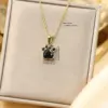 Wholesale Ion Plating (IP) 18K Gold Plated Paw Print 304 Stainless Steel Vintage Style Shiny IG Style Waterproof Non Tarnish 304 Stainless Steel Pendant Necklace