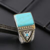 Wholesale Zhenrong wish North American Indian God Beast Western honor Thunderbird feather turquoise two-color electroplated ring