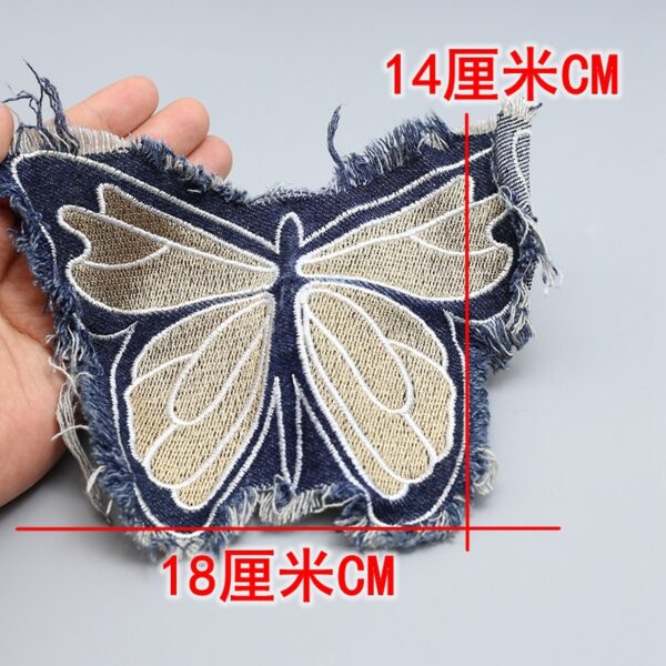 Wholesale Denim Tassel Edge Butterfly Cloth Sticker Patch Embroidered Piece Cloth Sticker Clothing Bag Hand-stitched Decorative Cloth Sticker DIY Accessories