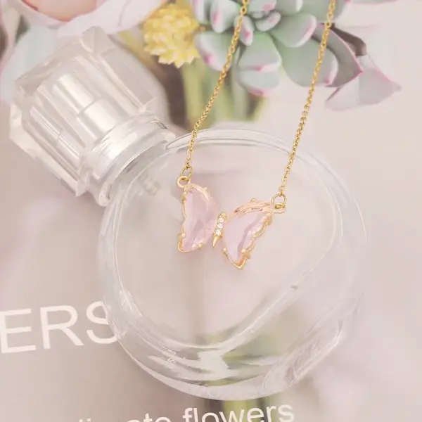 PVD Coated 18K Gold Real Gold Plated Butterfly Stainless Steel Sweet Waterproof Non Tarnish 304 Stainless Steel Necklace