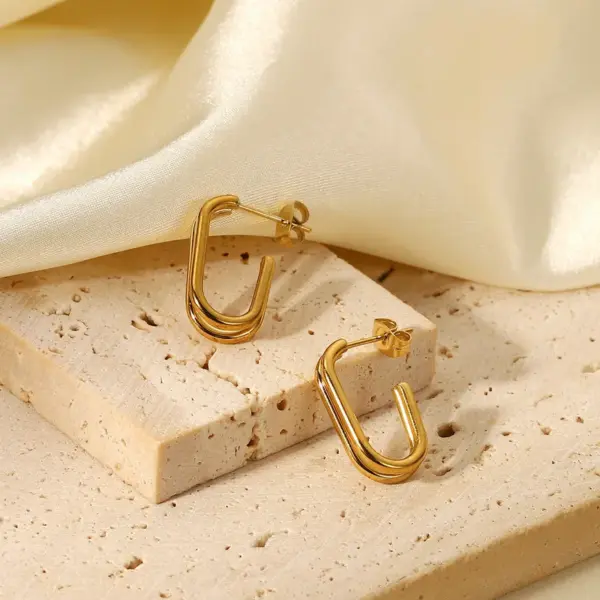 Wholesale Fashion Geometric Plating 304 Stainless Steel No Inlaid PVD Coated Earrings