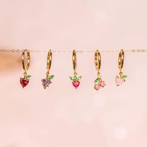 Wholesale Fruit Copper Artificial Gemstones Earrings