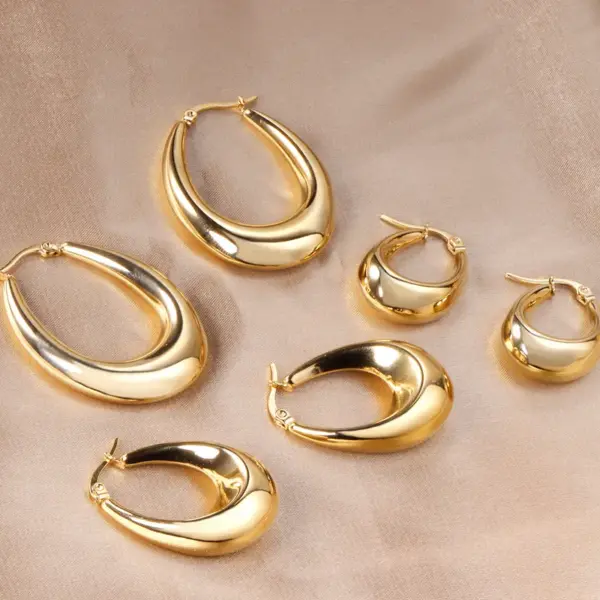 Wholesale 1 Pair Simple Style Classic Style Geometric Plating Stainless Steel Earrings