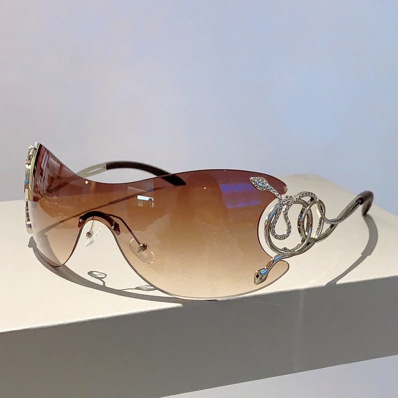 Wholesale Cross-border new personalized fashion frameless snake glasses legs sunglasses technology Y2K funny sunglasses