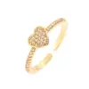 Wholesale Retro Oval Waves Heart Shape Copper Gold Plated Zircon Open Rings In Bulk