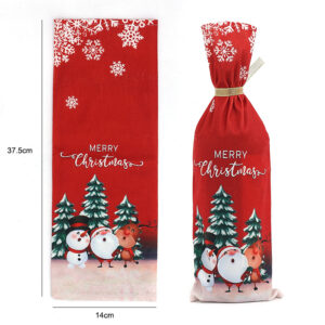 Red printed wine bottle cover christmas tree style