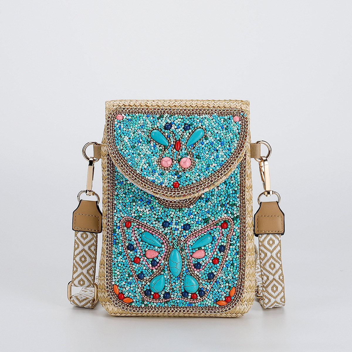 Wholesale Rice bead woven mobile phone bag