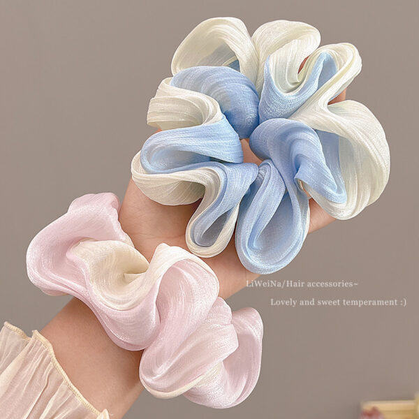 Wholesale Streamer Gradient Mesh Large Intestine Hair Ring Women's Gentle High-quality Color Value Hair Band Rubber Band Hair Accessories for Summer