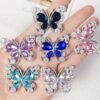 Wholesale Single-sided alloy diamond butterfly diy phone case car air outlet hairpin brooch corsage accessories crystal