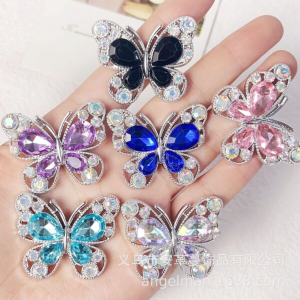 Wholesale Single-sided alloy diamond butterfly diy phone case car air outlet hairpin brooch corsage accessories crystal