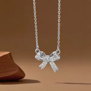 X08182 [Copper Pendant] Bowknot Necklace - / Silver