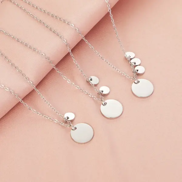 PVD Coated Real Gold Plated Geometric Customization Laser Engraving 304 Stainless Steel Simple Style Waterproof Non Tarnish Multi Charms Necklace