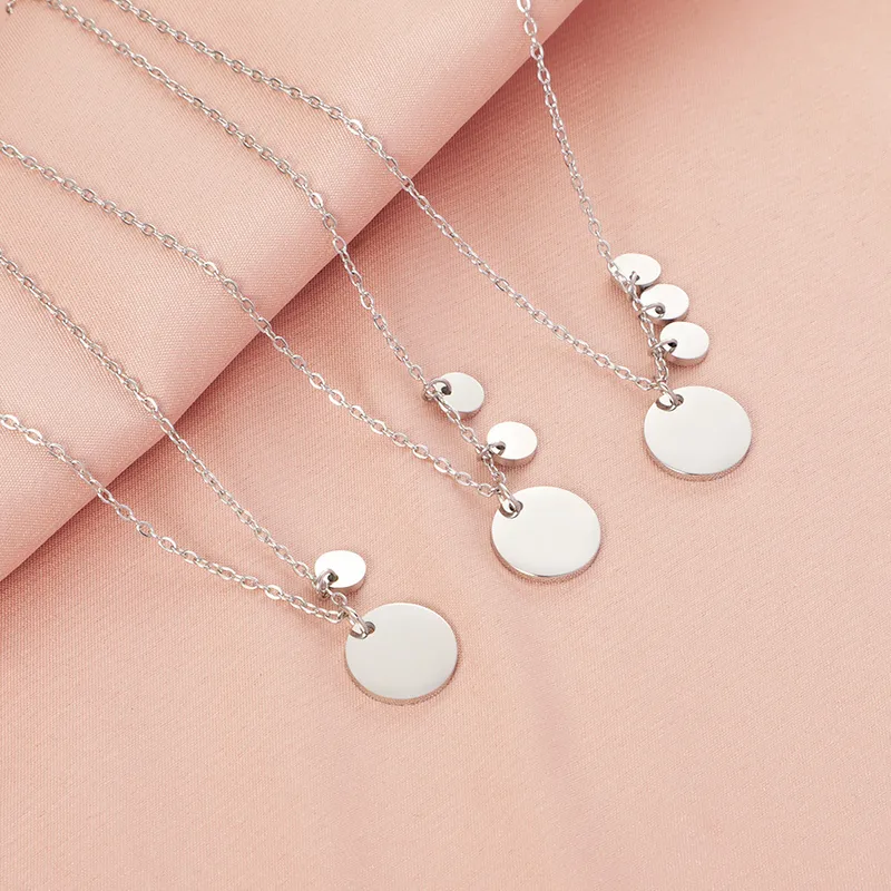 Wholesale PVD Coated Real Gold Plated Geometric Customization Laser Engraving 304 Stainless Steel Simple Style Waterproof Non Tarnish Multi Charms Nec