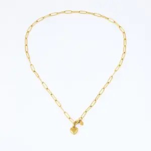 Gold Peach Heart Necklace