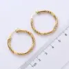 Wholesale 1 Pair Vintage Style The Answer Twist Stainless Steel Hoop Earrings