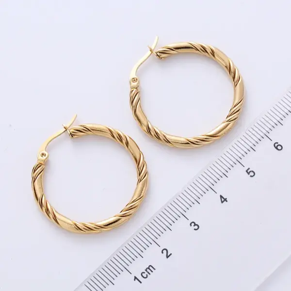 Wholesale 1 Pair Vintage Style The Answer Twist Stainless Steel Hoop Earrings
