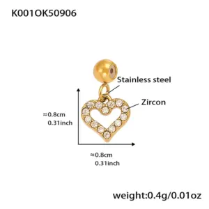 K001-Golden Hollow Love Zircon Pendant