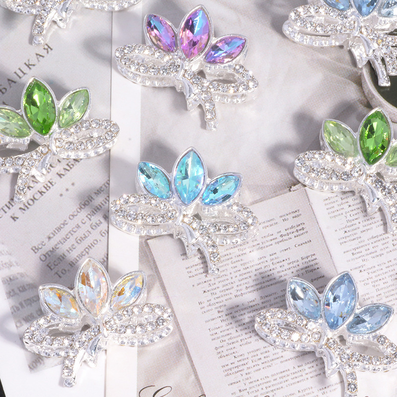 Wholesale Double-sided alloy rhinestone lotus straight hole loose beads beaded DIY mobile phone chain key chain bag chain jewelry aessories