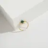 Wholesale Retro Round Natural Stone Copper 14k Gold Plated Rings