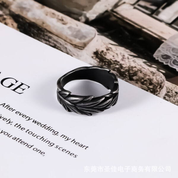 oly-5bb8001f3e753c242172222a89761b25 Wholesale in stock Retro Men's Ring Distinctive Distressed Plant Wheat Ear Boys Titanium Steel Ring Advanced Sense SA1174