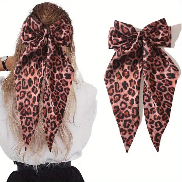 oly-5bb80ef6dfa2a462cfb9a6e046fd516e Wholesale Cross-Border Retro Leopard Print Bow Printed Ribbon Spring Clip Hair Accessories Ponytail Hairpin Fabric New Women's Hair Accessories