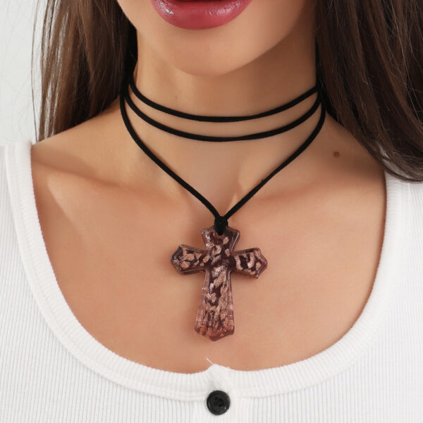oly-5bbbb21cfa274065c3a8d5d801fa4002 Wholesale Glass Sun Cross Geometric Pendant Rope Necklace