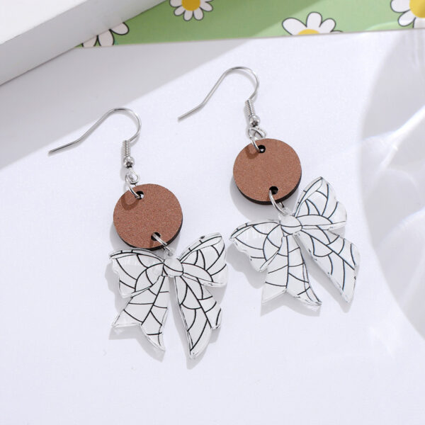 Wholesale Cross-border New Sports Style Ball Bow Round Pieces Stitching Pendant Earrings Acrylic Earrings Gift