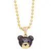 Wholesale Hip-hop Streetwear Bear Copper 18k Gold Plated Zircon Pendant Necklace In Bulk
