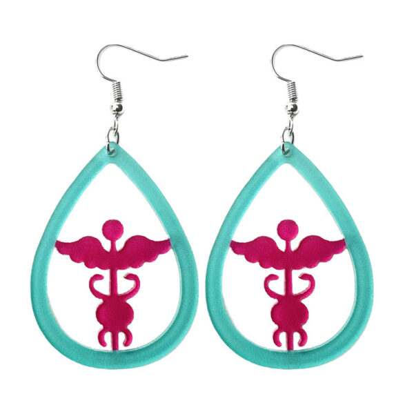 Wholesale Cross-border Amazon Supply nurse eardrops acrylic medical staff tablet stethoscope needle tube ECG earrings