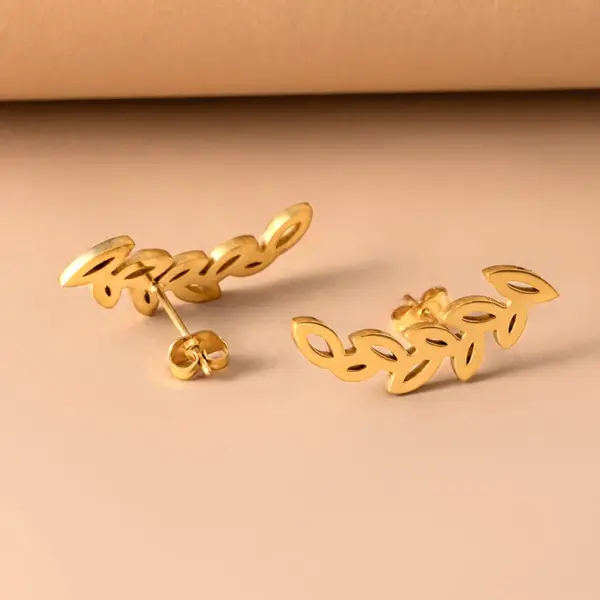 Wholesale 1 Pair Fashion Leaves Hollow Out 304 Stainless Steel Gold Plated Stainless Steel Earrings