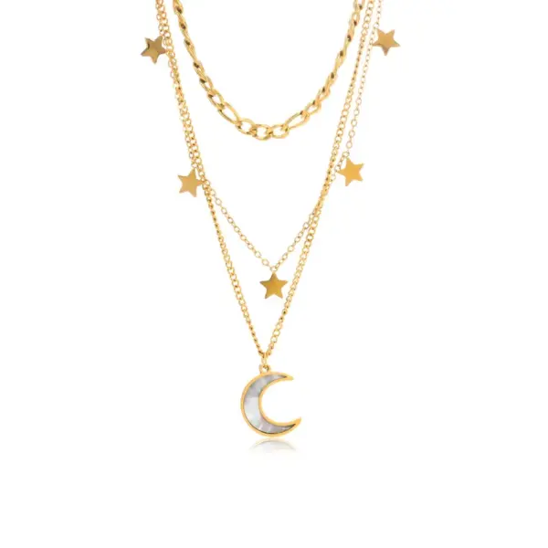Wholesale Jewelry Fashion Star Moon 304 Stainless Steel Plating Stainless Steel Necklaces