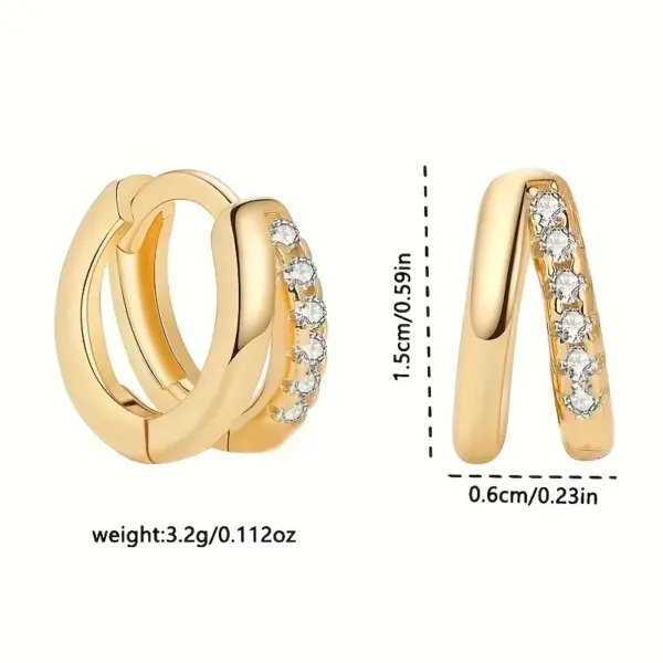 1 Pair Elegant Simple Style U Shape Leaves Inlay Copper Zircon 18K Gold Plated Earrings
